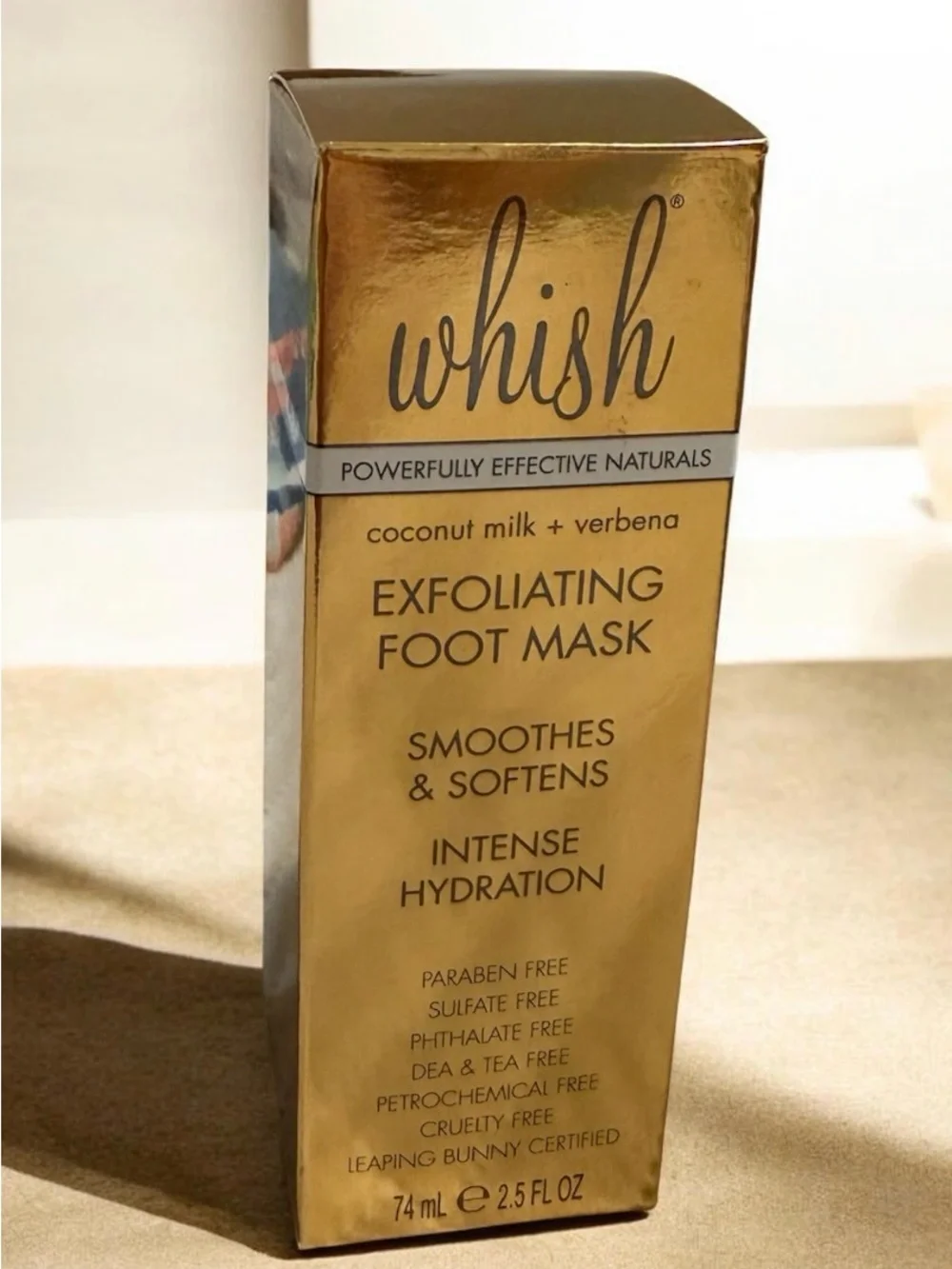 Whish Exfoliating Foot Mask Coconut + Verbena Softens & Hydrates 2.5 oz NIB